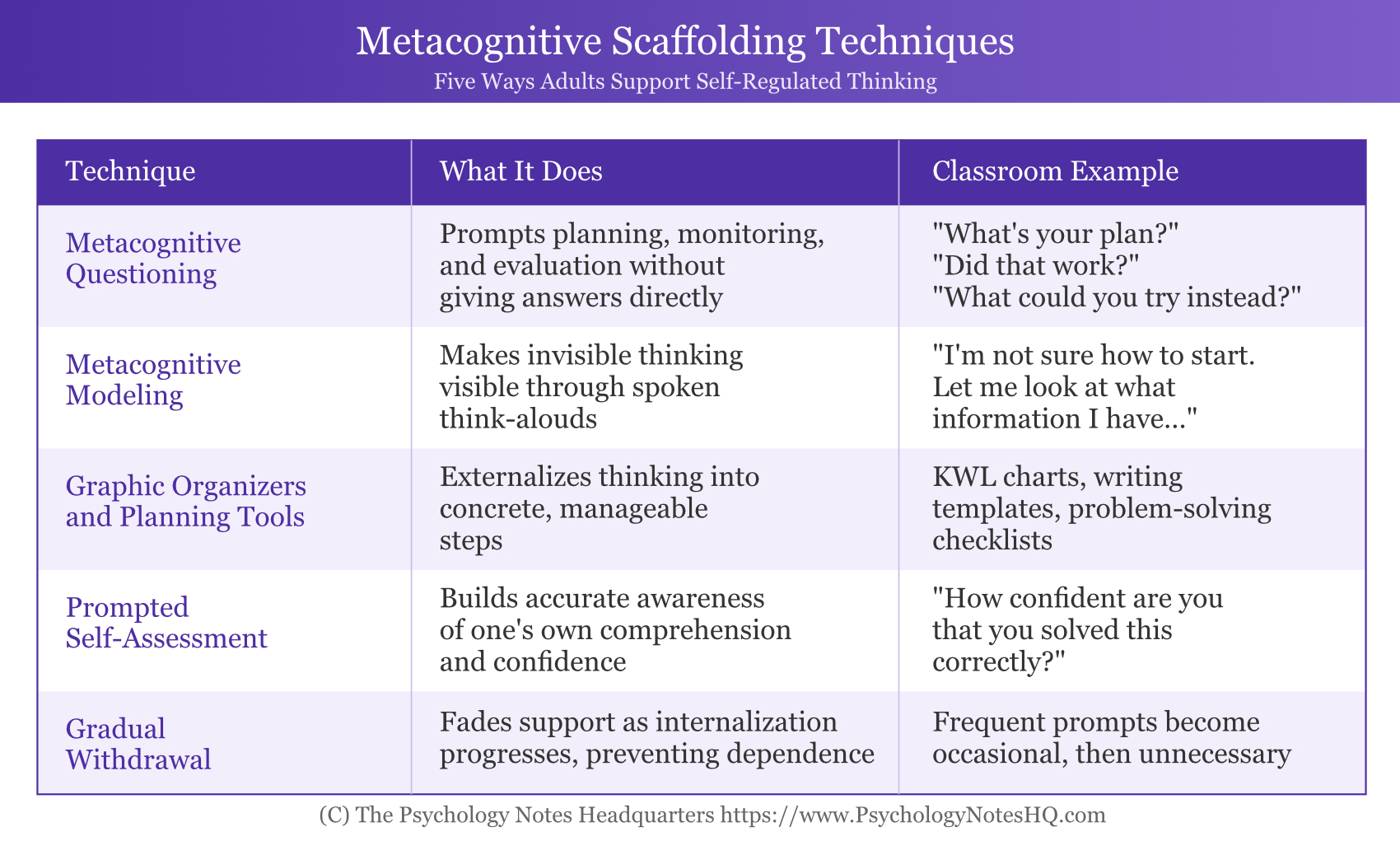 Metacognitive Scaffolding Techniques
